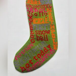 Pottery Barn Holiday Phrases Needlepoint Heirloom Stocking